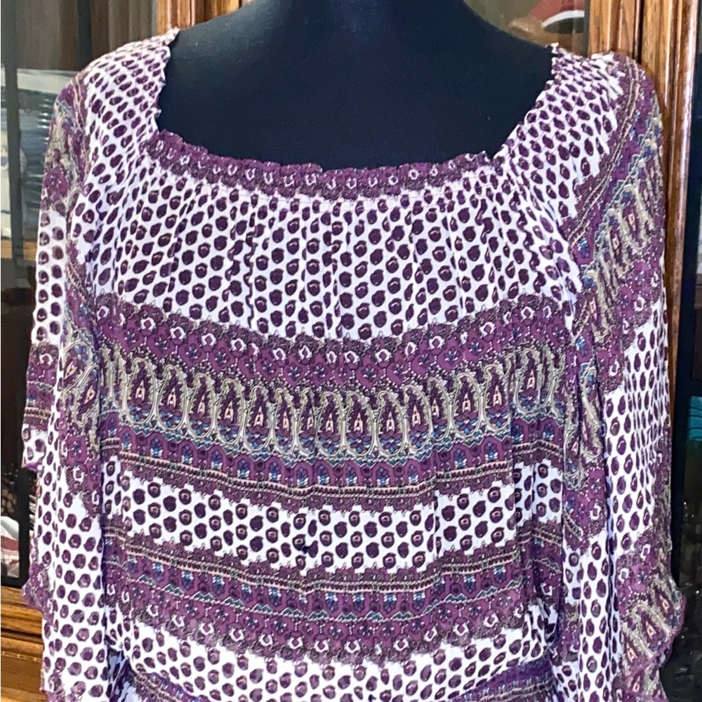 Sundance Silk Paisley Batwing Smocked Top/Tunic Sz XS Fabulous!
